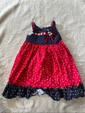 Girls Red and Navy Star Print Sundress